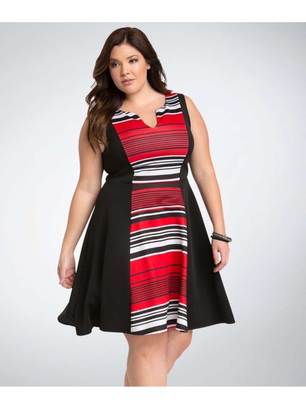 Torrid Striped Scuba Skater Dress 2X Red Stripe Fit & Flare Dress Sleeveless